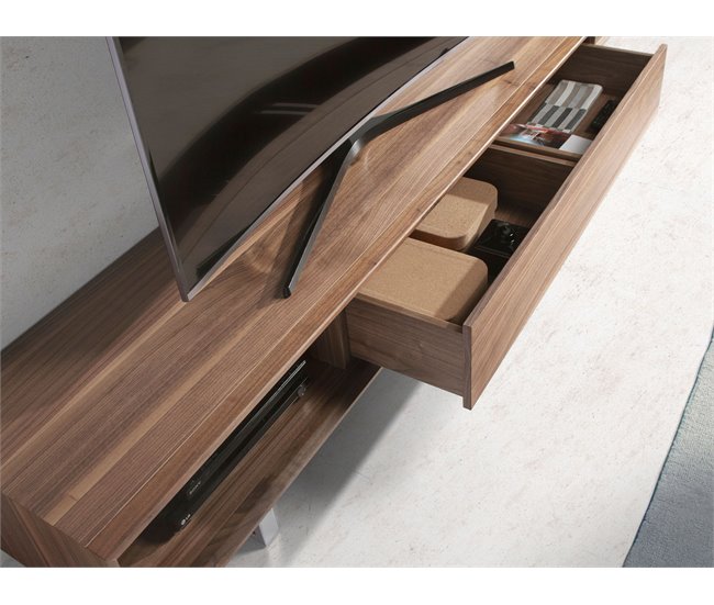 ANGEL CERDA Mueble TV nogal y acero cromado Nogal