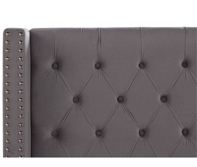 Beliani Cama con somier Terciopelo LUBBON 209x215 Gris