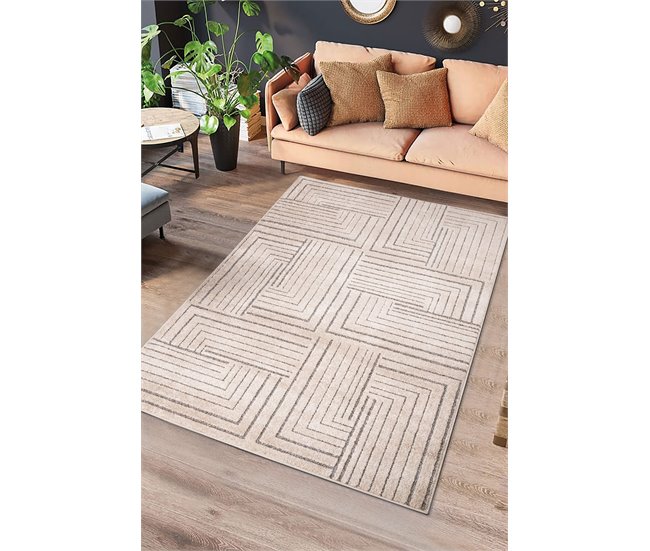 Alfombra geométrica con relieve PAULA - ATTICGO 140x200 Beige