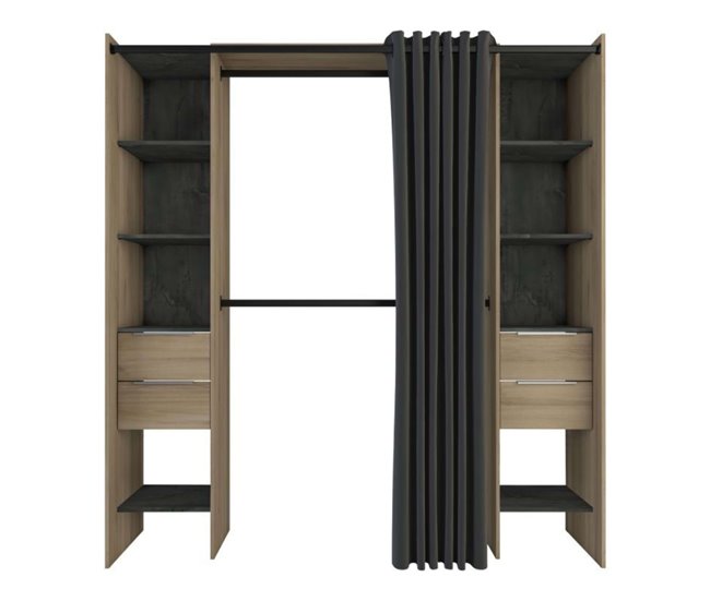 Vestidor Abierto Dana para Habitación Moderna Negro/ Madera