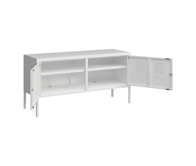 Mueble de salón Pyhtää con 2 puertas acero 118 Blanco