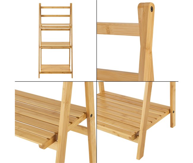 Estantería de escalera de bambú Lapua 3 niveles Natural