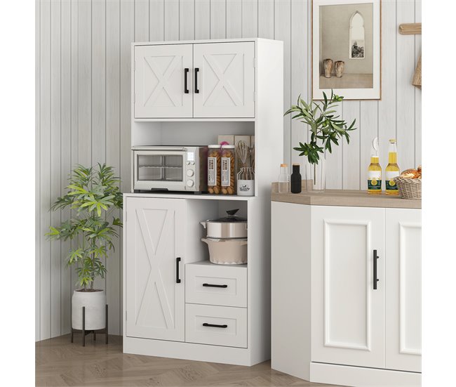 Alacena de Cocina Melamina de Madera HOMCOM, hogar - cocina Blanco