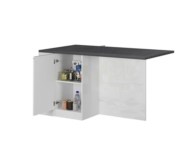 Cozinha de ilha com efeito de madeira 160 Blanco