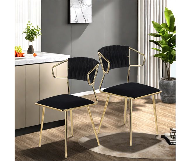 2 piezas, silla de comedor, silla alta Negro