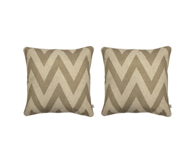 2 Fundas de cojín decorativo 85% algodón 15% lino MEENA CUADRADO Beige