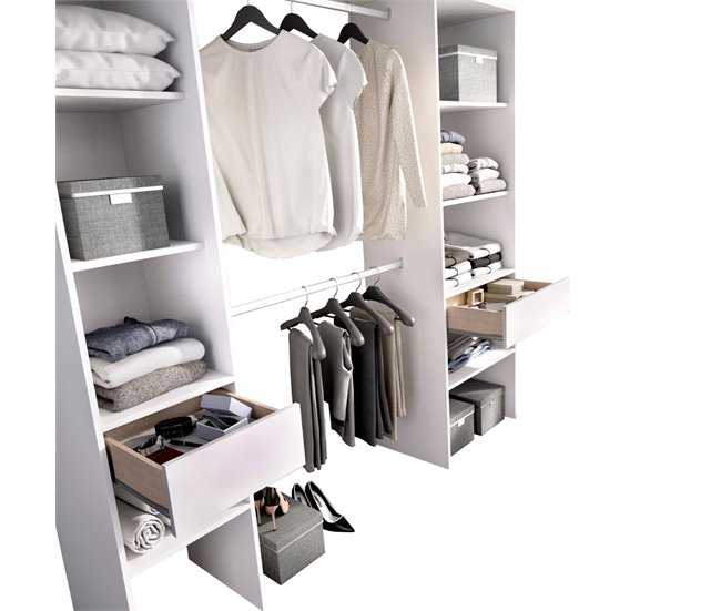 Vestidor Suit  columnas +  cajones Blanco