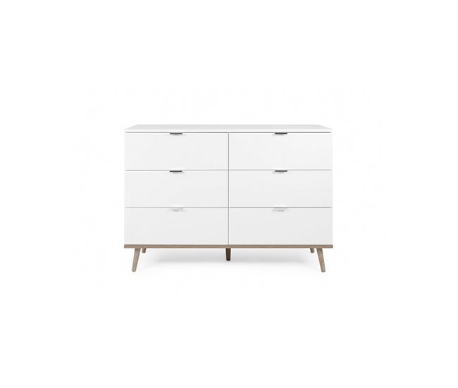 Cómoda doble con 3+3 cajones NORDIC Blanco/ Madera