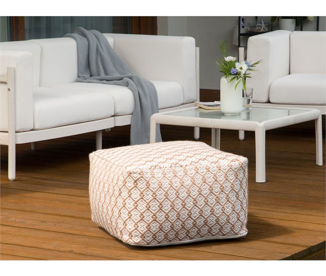 Beliani Puf SHORAN Blanco/ Beige