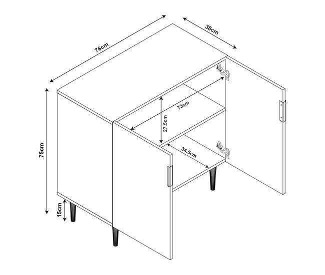 Aparador Starvili con 2 puertas MDF [en.casa] 76 Beige