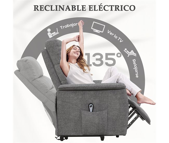 Sillón Levanta Personas Poliéster, Acero HOMCOM Gris