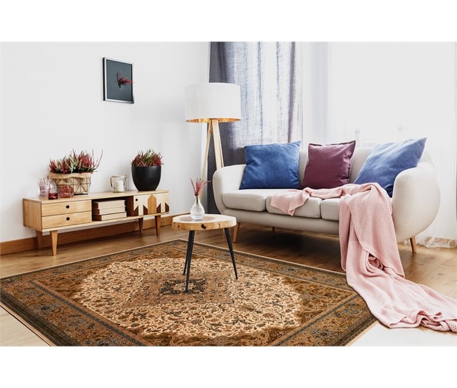 Alfombra de lana SUPERIOR PIENA Rosetón 200x300 Marron