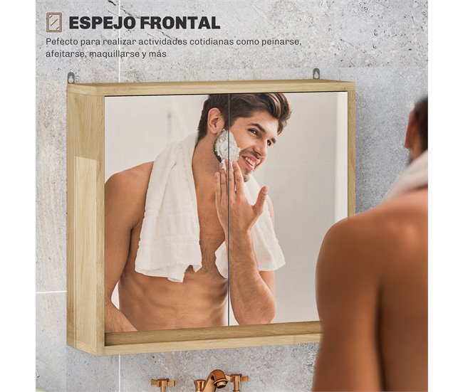 Armario con Espejo MDF, Melamina de Madera HOMCOM, hogar - baño Marron