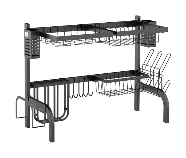 Escurridor de Platos Acero HOMCOM, hogar - cocina Negro