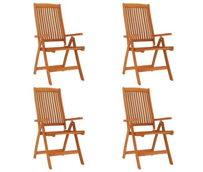 4 Sillas de jardín plegables de madera maciza de eucalipto Marron