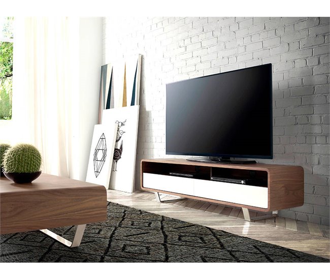 ANGEL CERDA Mueble TV nogal y blanco Nogal