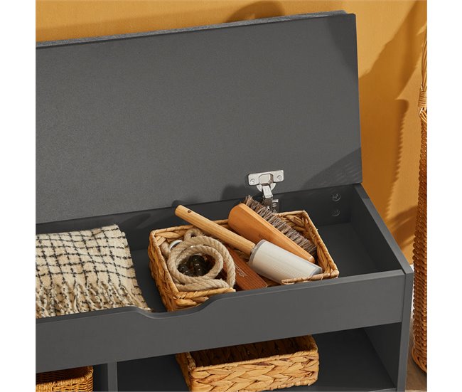 Banco Zapatero con cajón y 3 compartimientos SoBuy FSR45-DG Gris