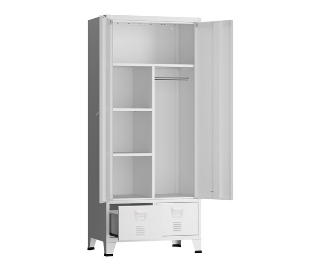 Armario Ropero Hankasalmi (2 puertas 1 perchero 4 compartimento 90 Blanco