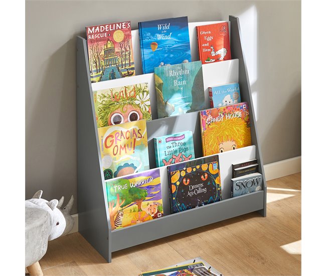 Estantería para niños con 4 Compartimentos KMB32-HG SoBuy Gris