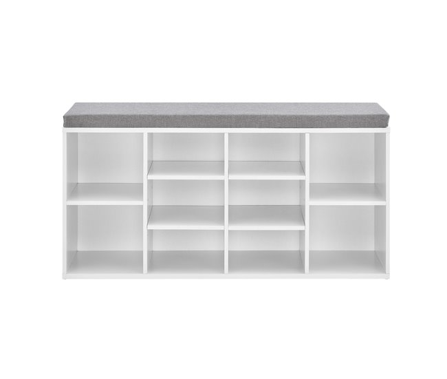 Banco zapatero Leonidas con 10 estantes Aglomerado 103 Blanco/ Gris