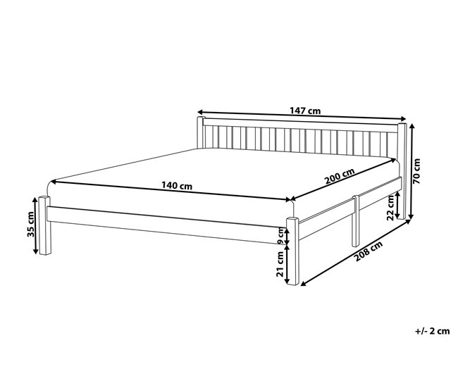 Beliani Cama Madera de pino FLORAC 147x208 Azul Marino