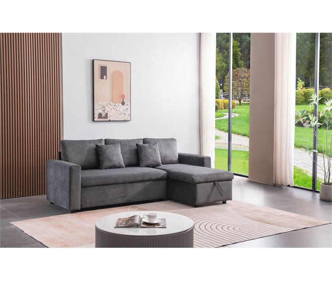 Chaise longue DRAKO reversible 3 plazas gris oscuro Gris Oscuro