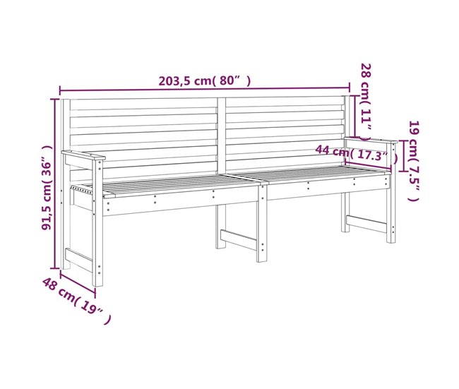 Banco De Jardín 203x48 Blanco