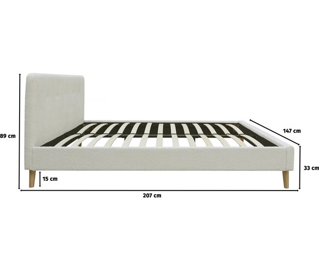 Cama de lana rizada para 2 personas Némo 147x207 Crema