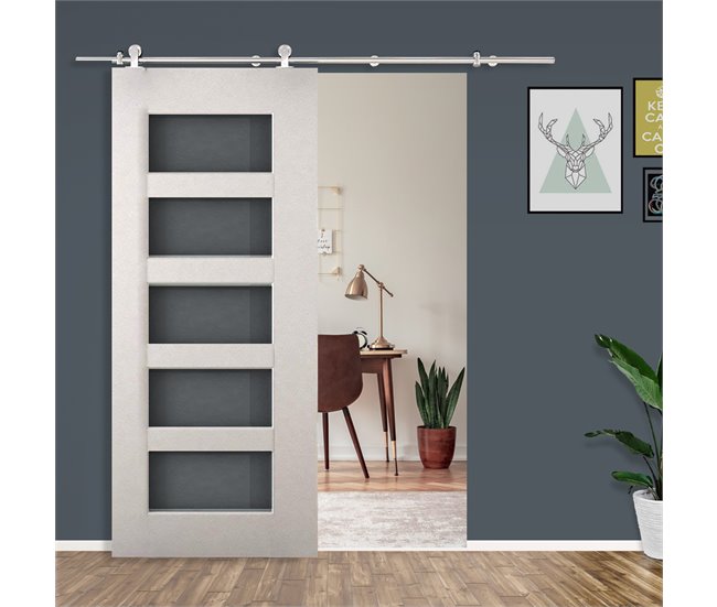 Kit Instalacion Puerta Corredera Acero Inoxidable HOMCOM 2 Plateado