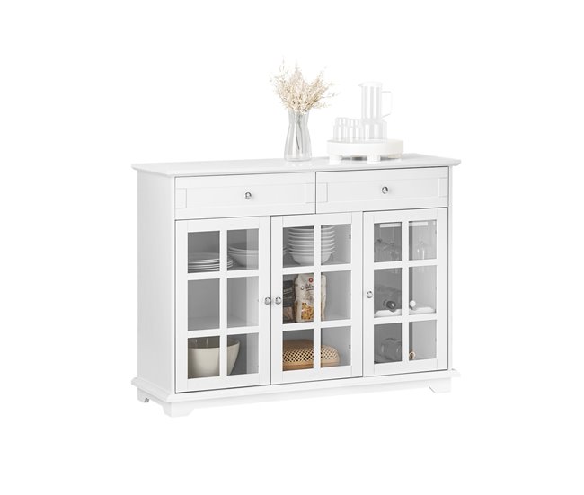 Aparador Cocina con 3 Puertas y 2 Cajones FSB77-W SoBuy Blanco