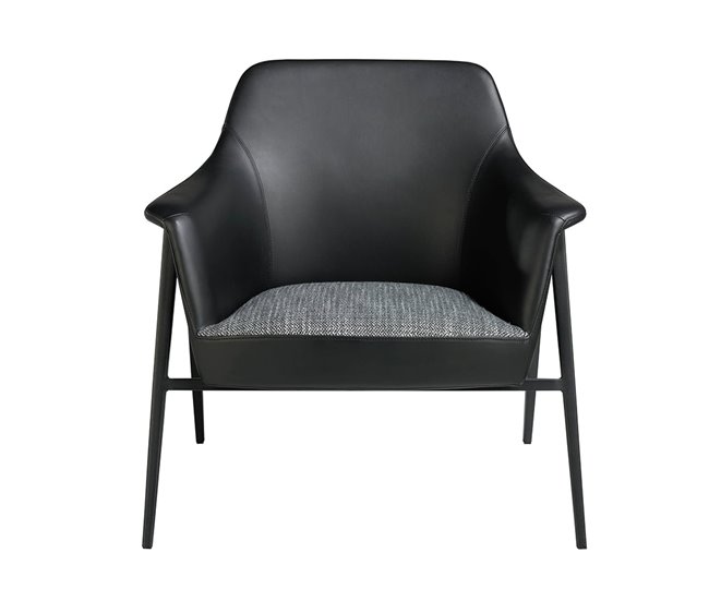 ANGEL CERDA Sillón tela gris y polipiel negro Gris