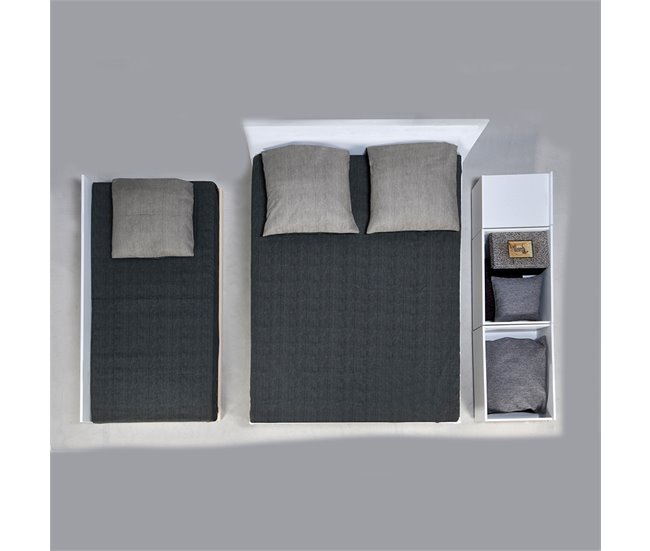 Cama nido ALPHA 140x190cm 2 cajones 1 mesita y cama blanco Blanco