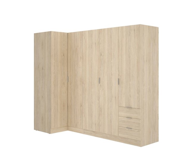 Armario esquinero efecto madera Roble