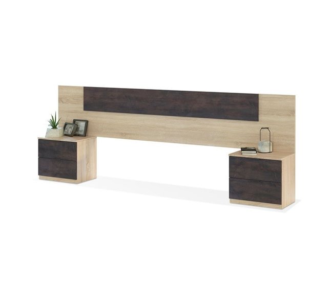 Cabecero con mesitas Luca 247 Madera Oscura