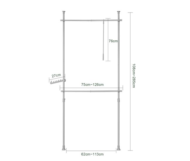 Perchero de Ropa Telescópico Altura Ajustable FRG109-HG SoBuy 