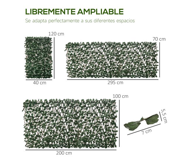 Artificial en Rollo Tela Poliéster, Mimbre Outsunny Verde