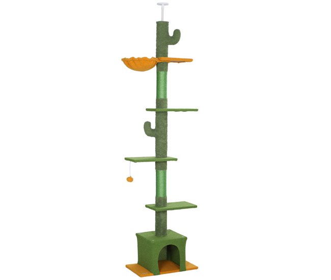 Árbol para Gatos Aglomerado de Madera, Poliéster PawHut Verde