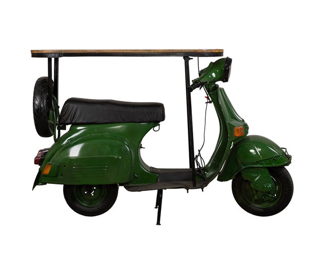 Barra botellero moto vespa de metal y madera Verde
