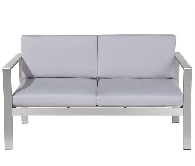 Conforama Banco de jardín 2 plazas de metal gris claro SALERNO