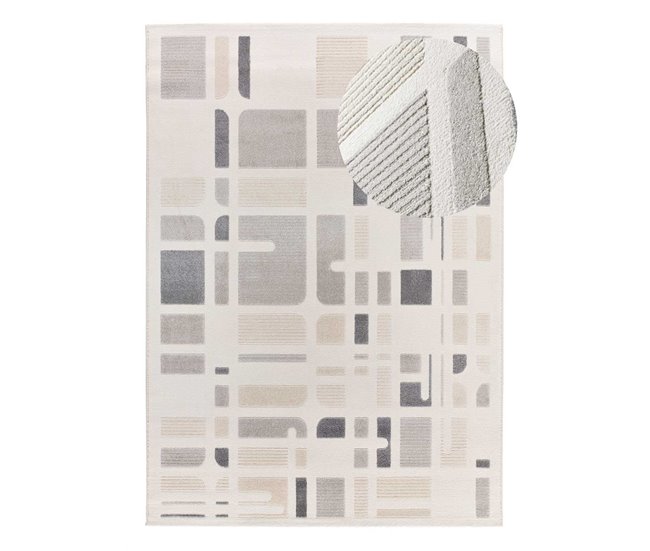 Alfombra geométrica con relieve FLORA - ATTICGO 133x190 Plateado