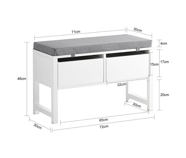 Banco Zapatero con 2 Cajones FSR88-W SoBuy Blanco
