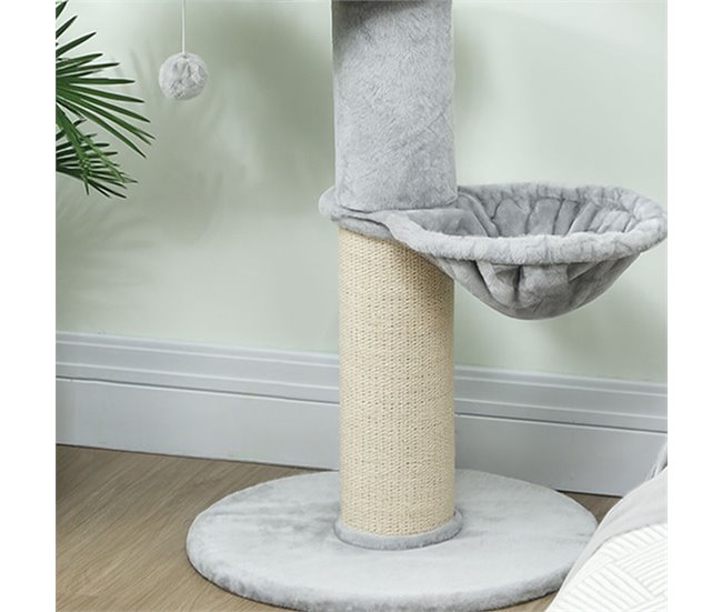 Árbol para Gatos Aglomerado de Madera, Felpa PawHut Gris