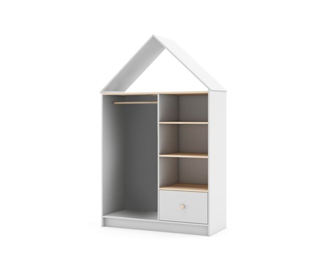 Armario vestidor juvenil Misty Cloud 110 Blanco/ Madera