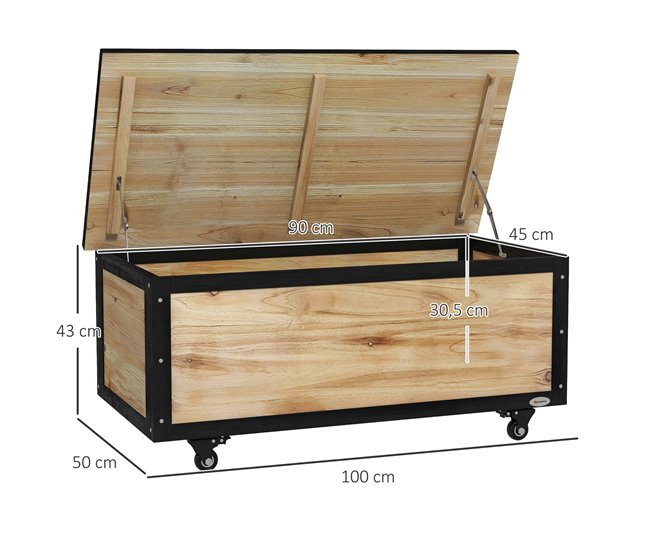 Baúl de Exterior Madera de Abeto, Acero Madera Marron