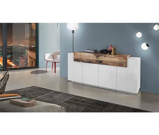 Aparador com efeito madeira 200 Blanco/ Madera