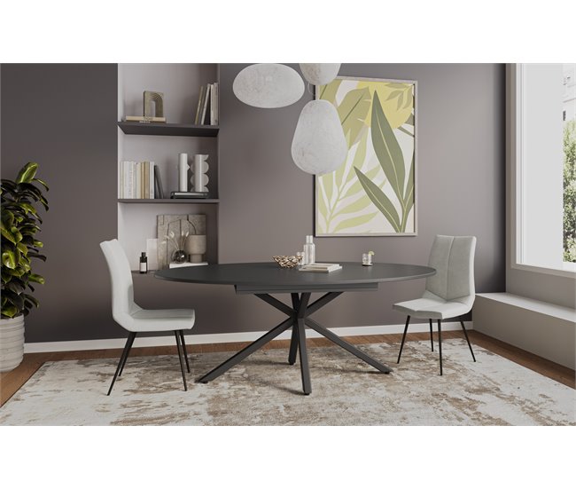 Mesa de comedor oval color negro EMILY Negro