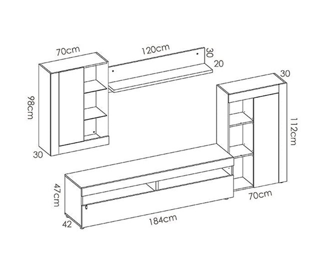 Composición de salón Tokio con luces LED Blanco