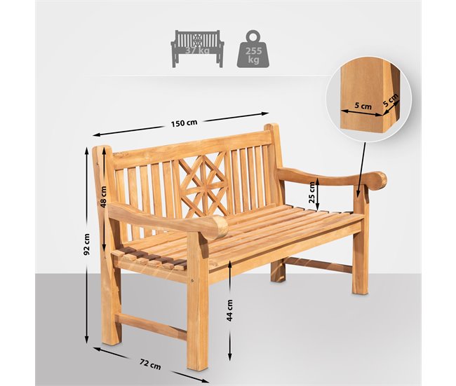 Banco de jardín - Florida - Madera 150x72 Marron