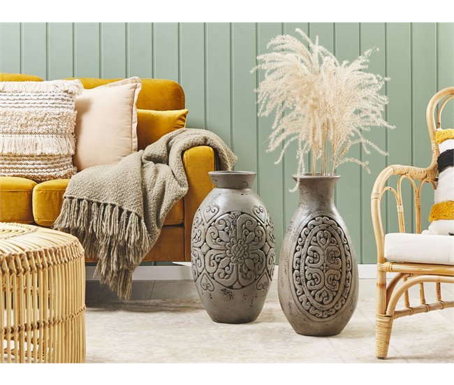 Beliani Jarrón decorativo MEGARA Gris