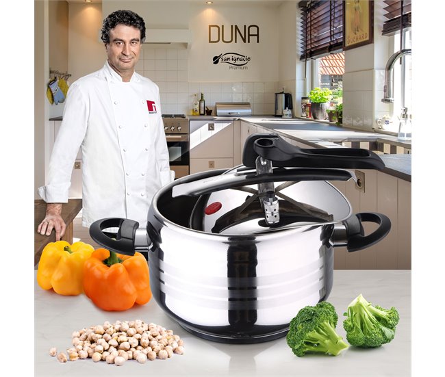 Set De Olla A Presión 5 L Sip Duna + Batería Cocina 8 Piezas Sip Cromo